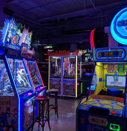 An arcade still going at midnight