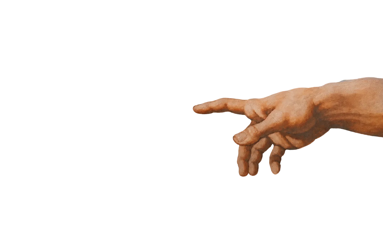 A painted hand reaching in from the right